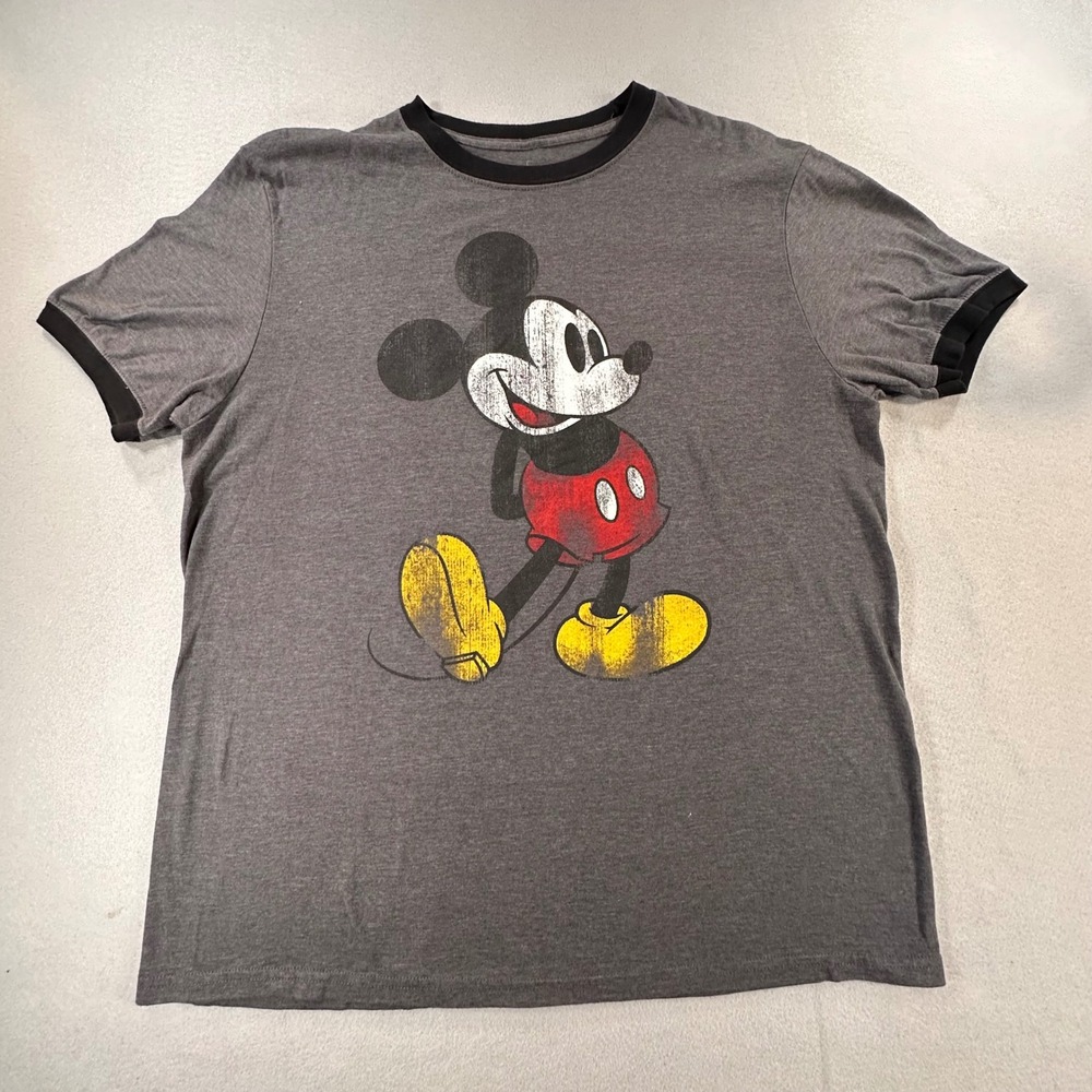 Disney Parks Hanes Mickey Mouse T-Shirt Mens Medium Grey Graphic vintage soft